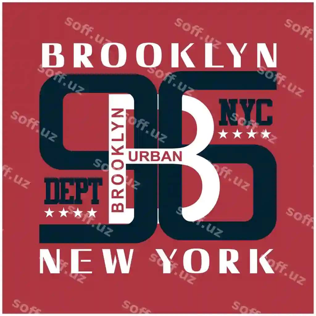 Nyc Brooklyn tipografiya print illustratsiya futbol koftesi vektor san'at vintage | Nyc brooklyn typography print illustration t shirt vector art vintage