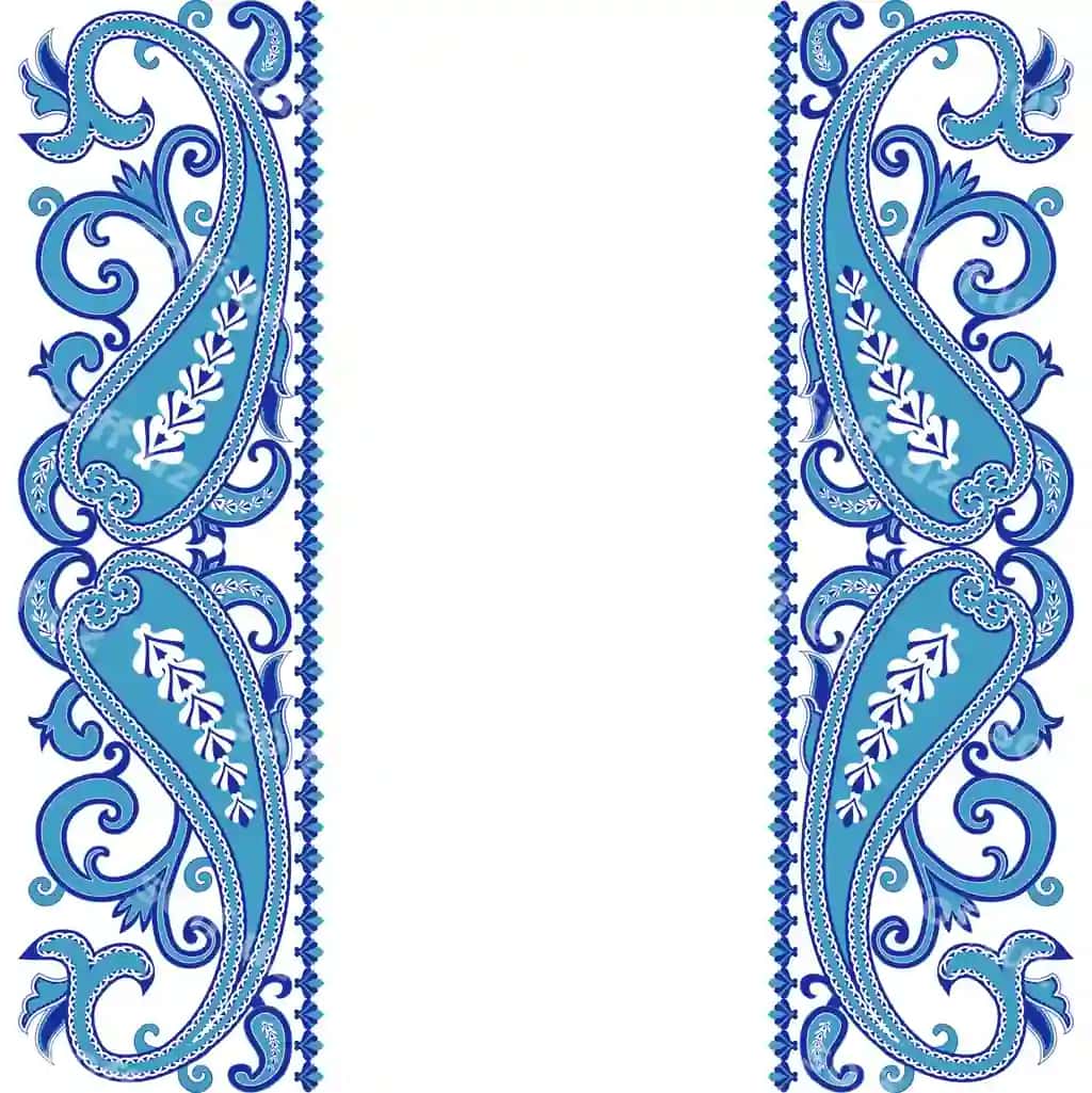 Friz, paisley naqsh va ko'k ranglar | Frieze with paisley ornament blue colors