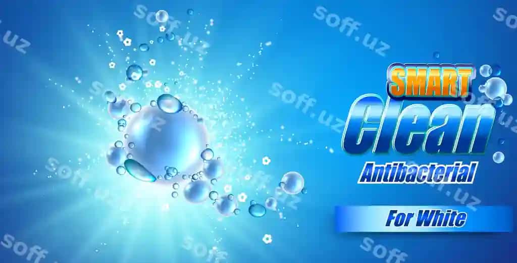 Qadoqlash dizayni shabloni sovunma tozalash vositi super toza sova chiziqlari | Packaging design template washing powder super clean soap bubbles
