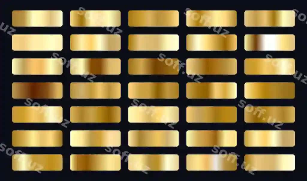 Katta metallik oltin gradientlar to'plami | Big set metallic gold gradients