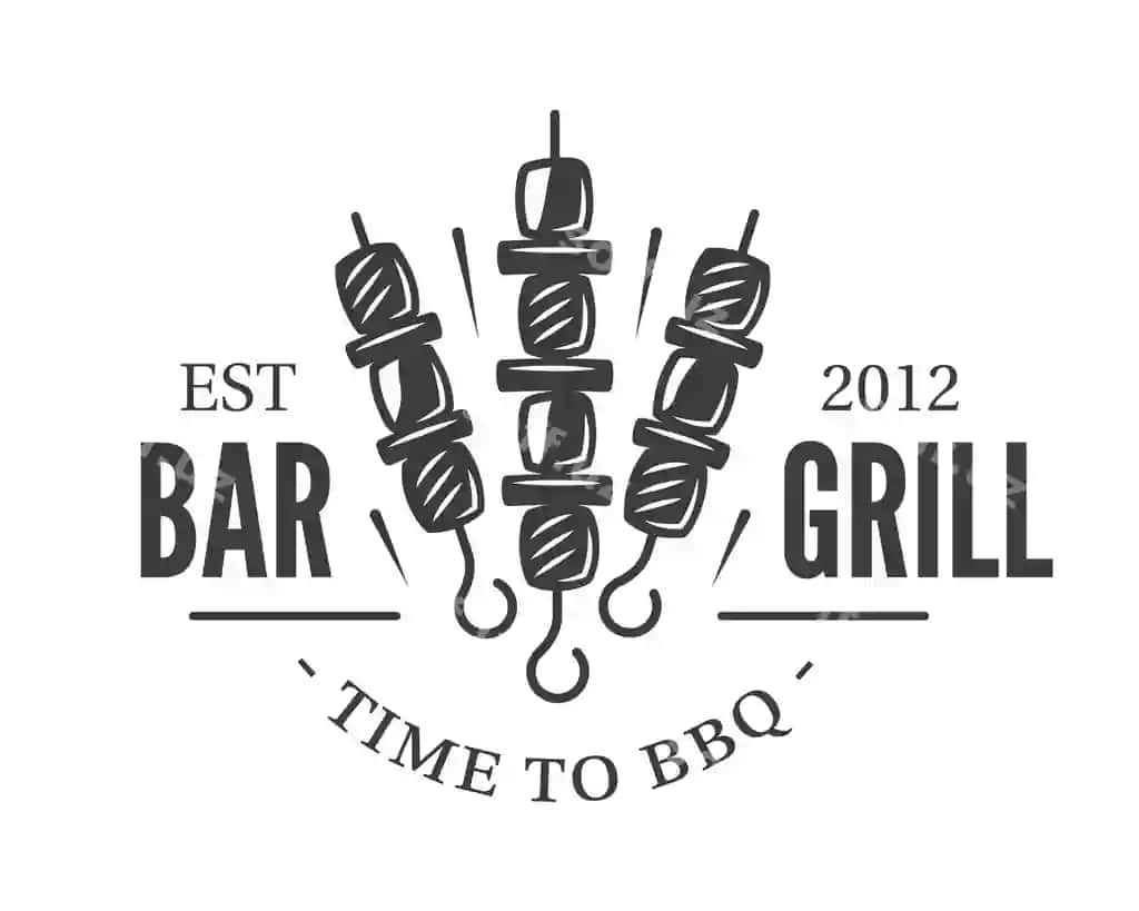 Barbecue kebap logotipi ajraltirilgan oq fonda | Barbecue kebab logo isolated white background