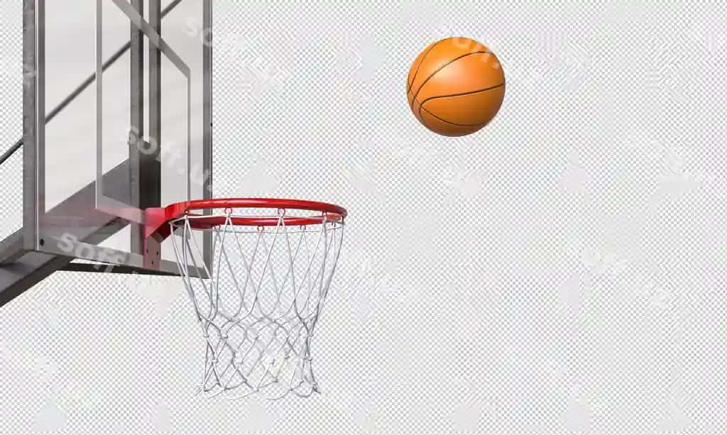 Basketbol baskatga kirishmoqda 3D render | Basketball going into basket 3d render
