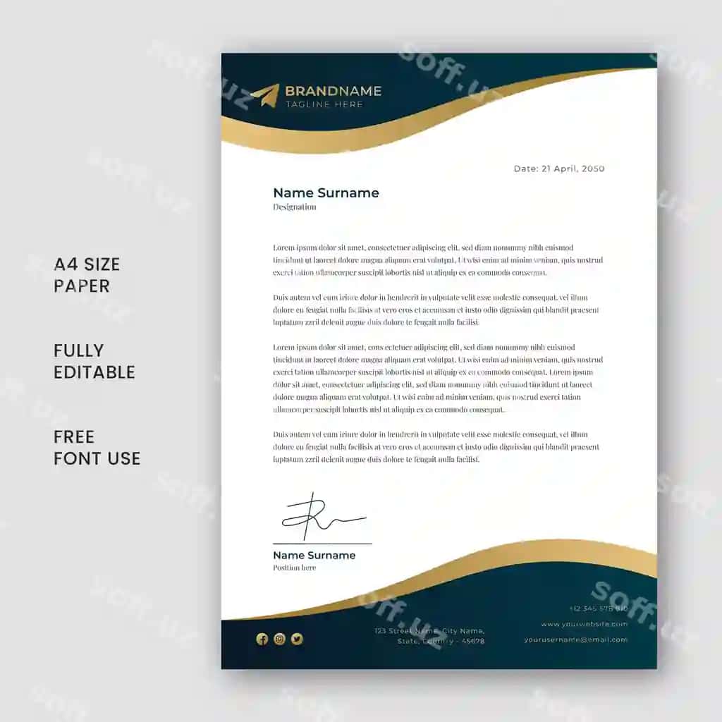 Zamonaviy korporativ hasharot biznes xat sarlavhasi shablon dizayni | Modern corporate luxury business letterhead template design