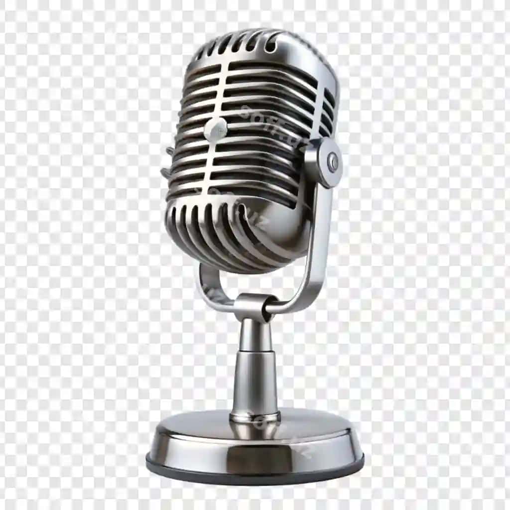 Retro mikrofon ajraltirilgan shaffof orqa fonda | Retro microphone isolated transparent backgroun