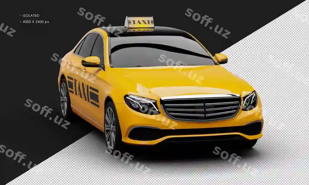 Ajraltirilgan realistik yorqin metallic apelsin luks shahar taksi mashinasi | Isolated realistic shiny metalic orange luxury city taxi cab car
