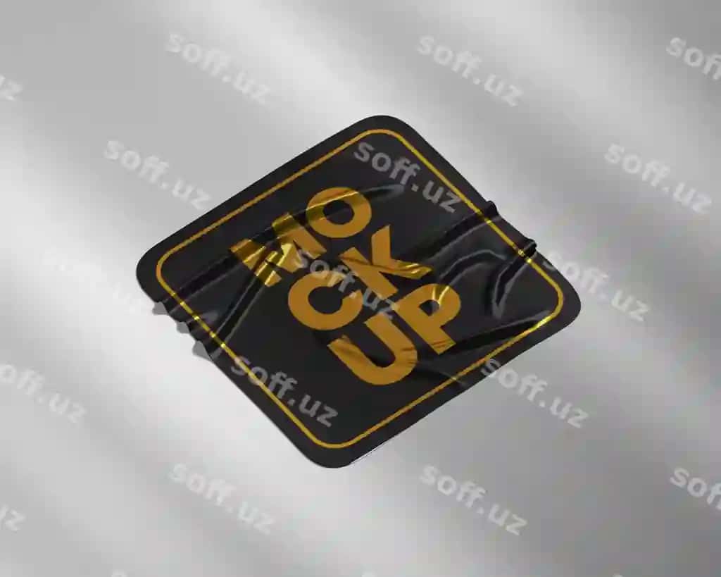 Gichkin stiker namunasi soya bilan | Crumpled sticker mockup with shadow