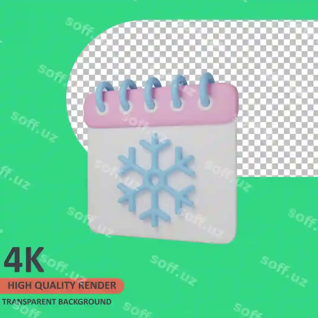 Taqvim 3d qish ikonka illustratsiya yuqori sifatli render | Calendar 3d winter icon illustration high quality render
