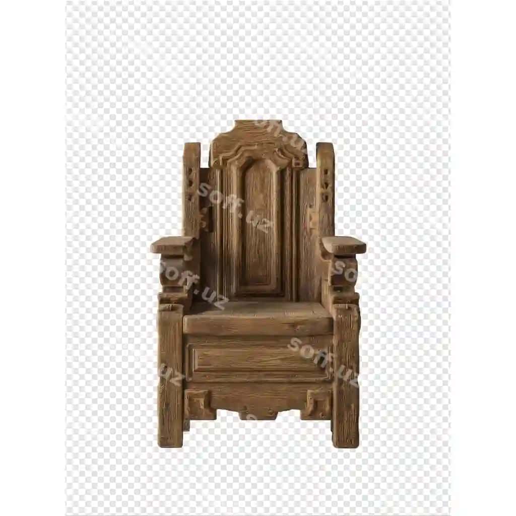 Stul yog'ochli qo'l qo'lli oq orqa fonda | Chair with wooden arm rests white background