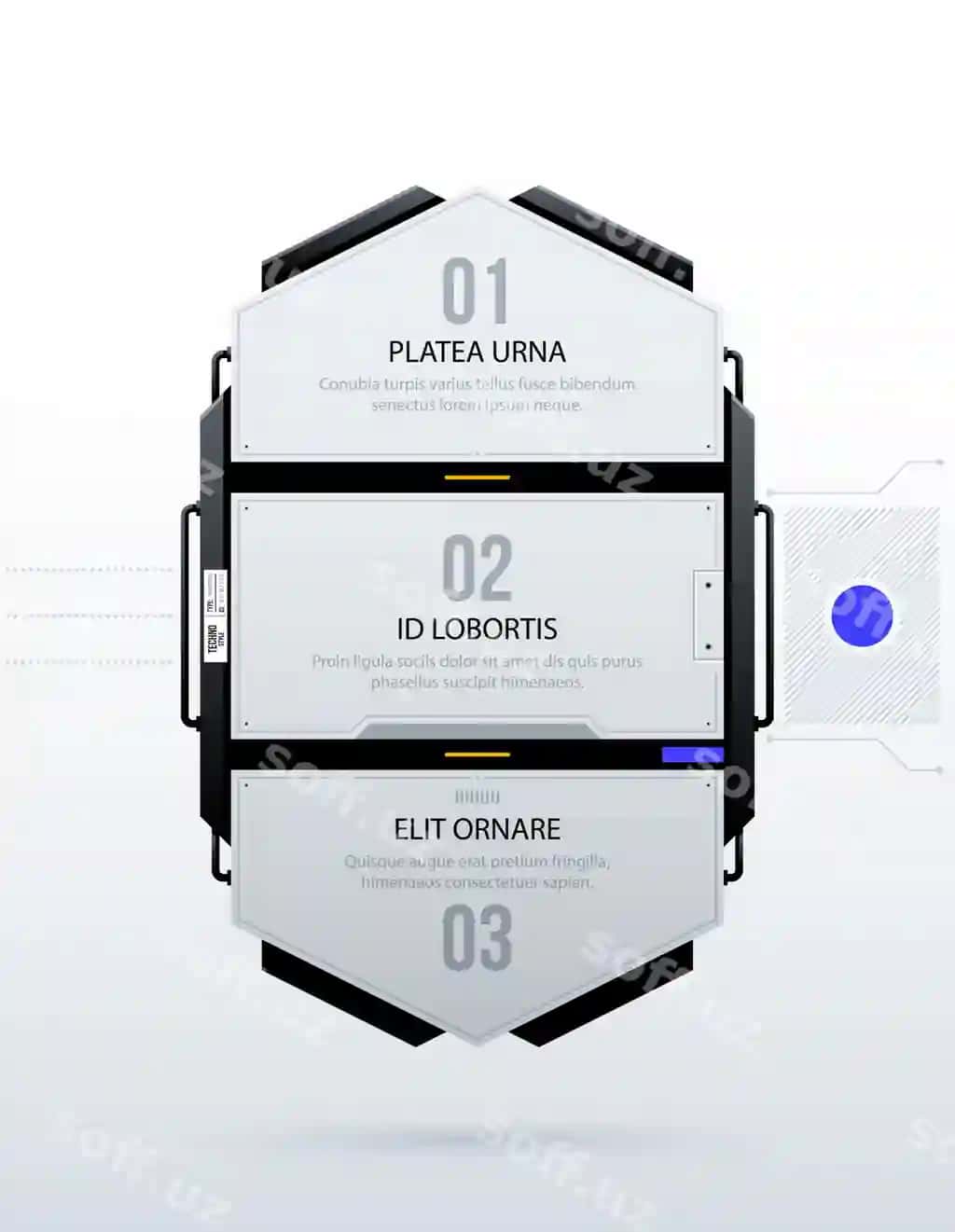 Uch kelajakchi variantlar toza yuqori texnologiya tekhno uslubi | Three futuristic options clean hi tech techno style