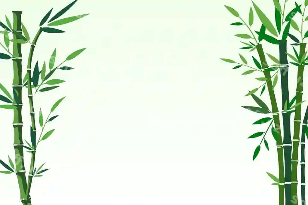 Vertikal yashil poyalar barglari bilan bambuk chegarasining vektorli illyustratsiyasi | Vector illustration bamboo border with vertical green stalks leaves