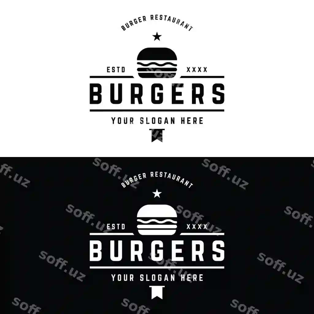 Issiq burger logotipi yangi mazali retro vintage logo restoran biznes | Hot burger logo fresh tasty retro vintagelogo restaurant business