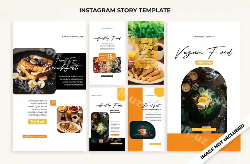 Odiy restoran ijtimoiy tarmoqlar Instagram hikoya banner shablon to'plami | Simple restaurant social media instagram story banner template collection