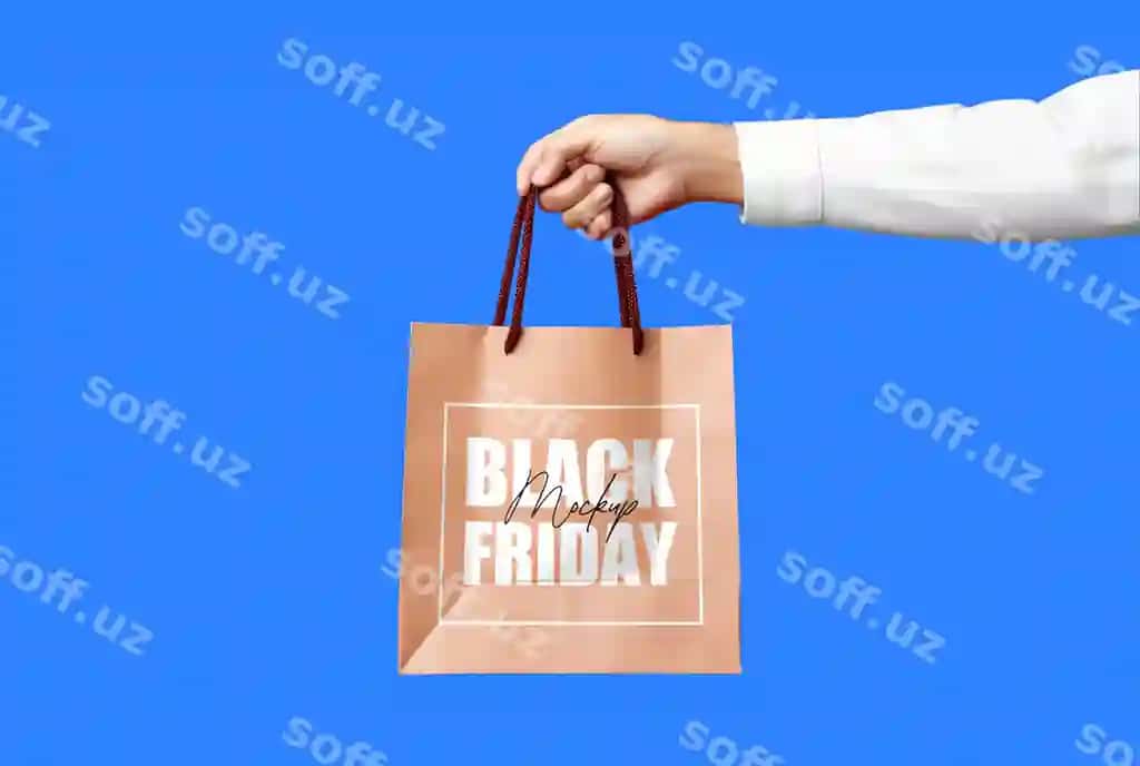 Mockup xarid qop dizayni Black Friday | Mockup shopping bag design black friday