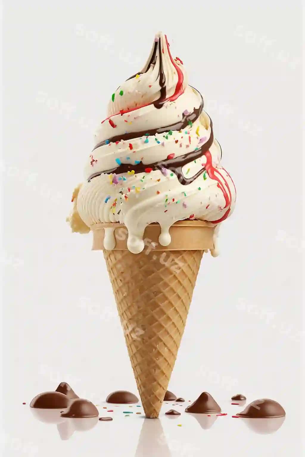 Muzqaymoq shirinlik ajraltirilgan oq fonda generativ sun'iy intellekt | Ice cream cone isolate white background generative ai