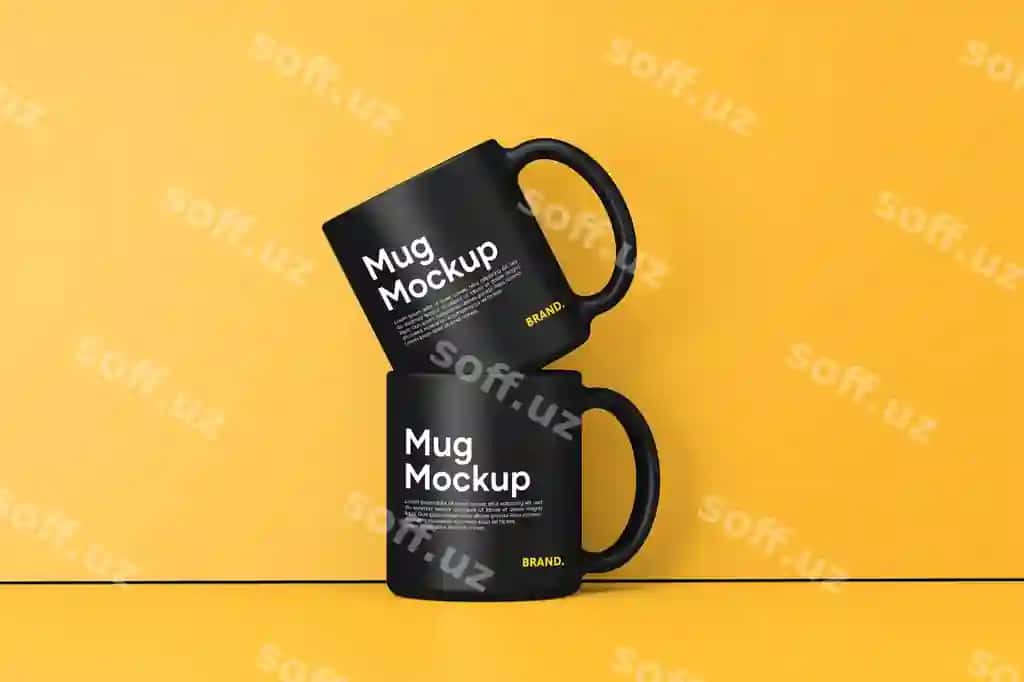 2 choy qoshiq namuna psd tahrir qilish mumkin | 2 mugs mockup psd editable