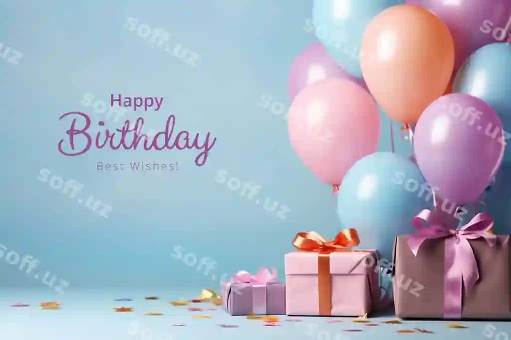 Tug'ilgan kun orqa fonda sharqillar va sovg'alar | Birthday background with balloons gifts