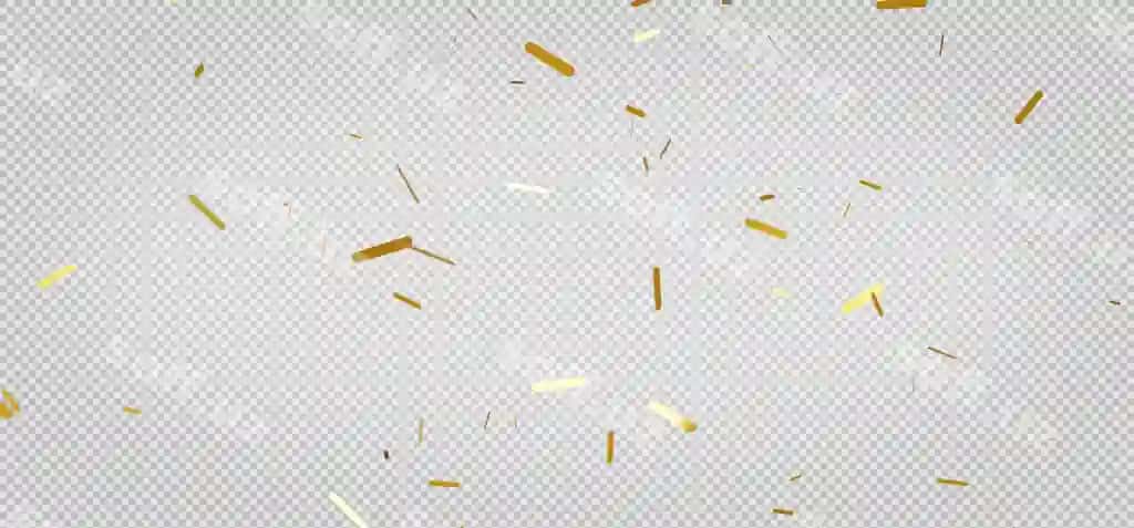 Oltin shaffof konfetti kliping yo'li bilan suzib boradigan | Goldden confetti floating with transparentwith clipping path