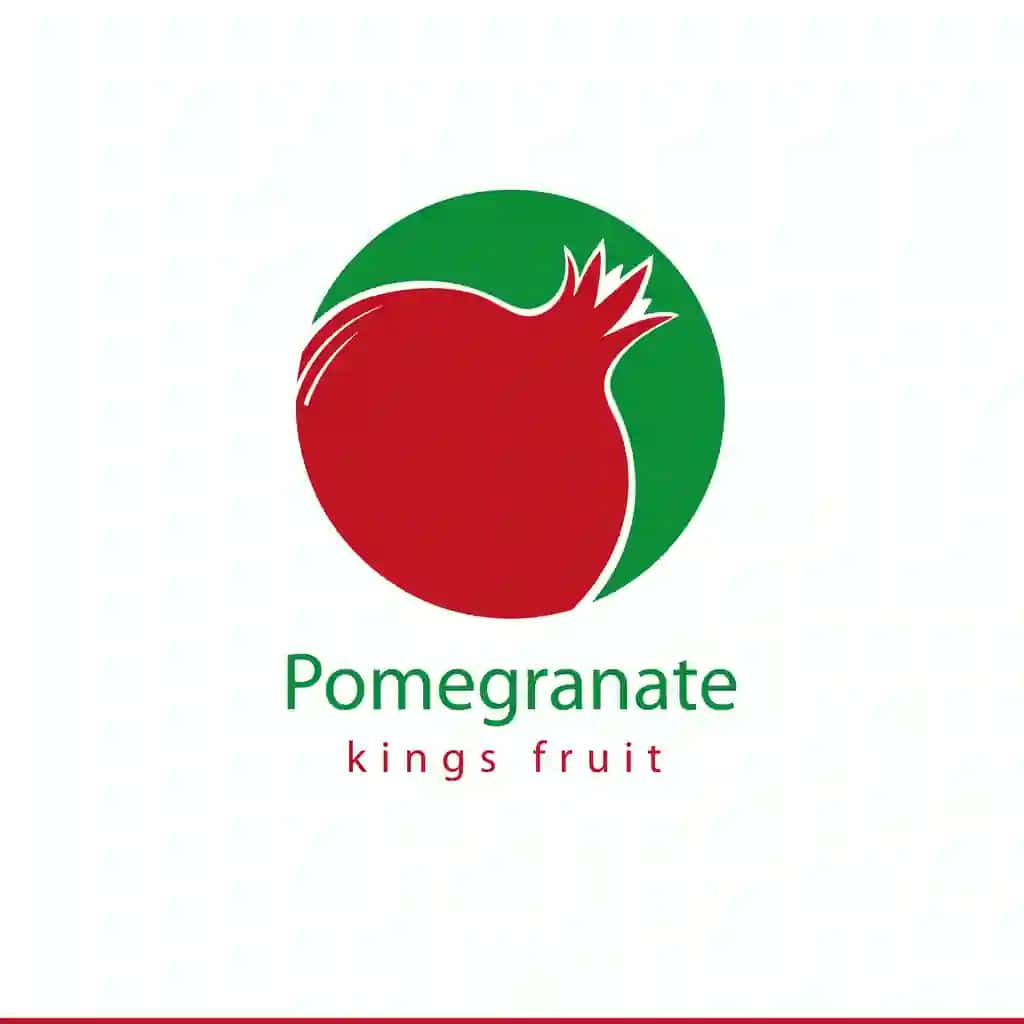 Anor logotipi qizil rangda yashil rangda | Pomegranate logo green with red