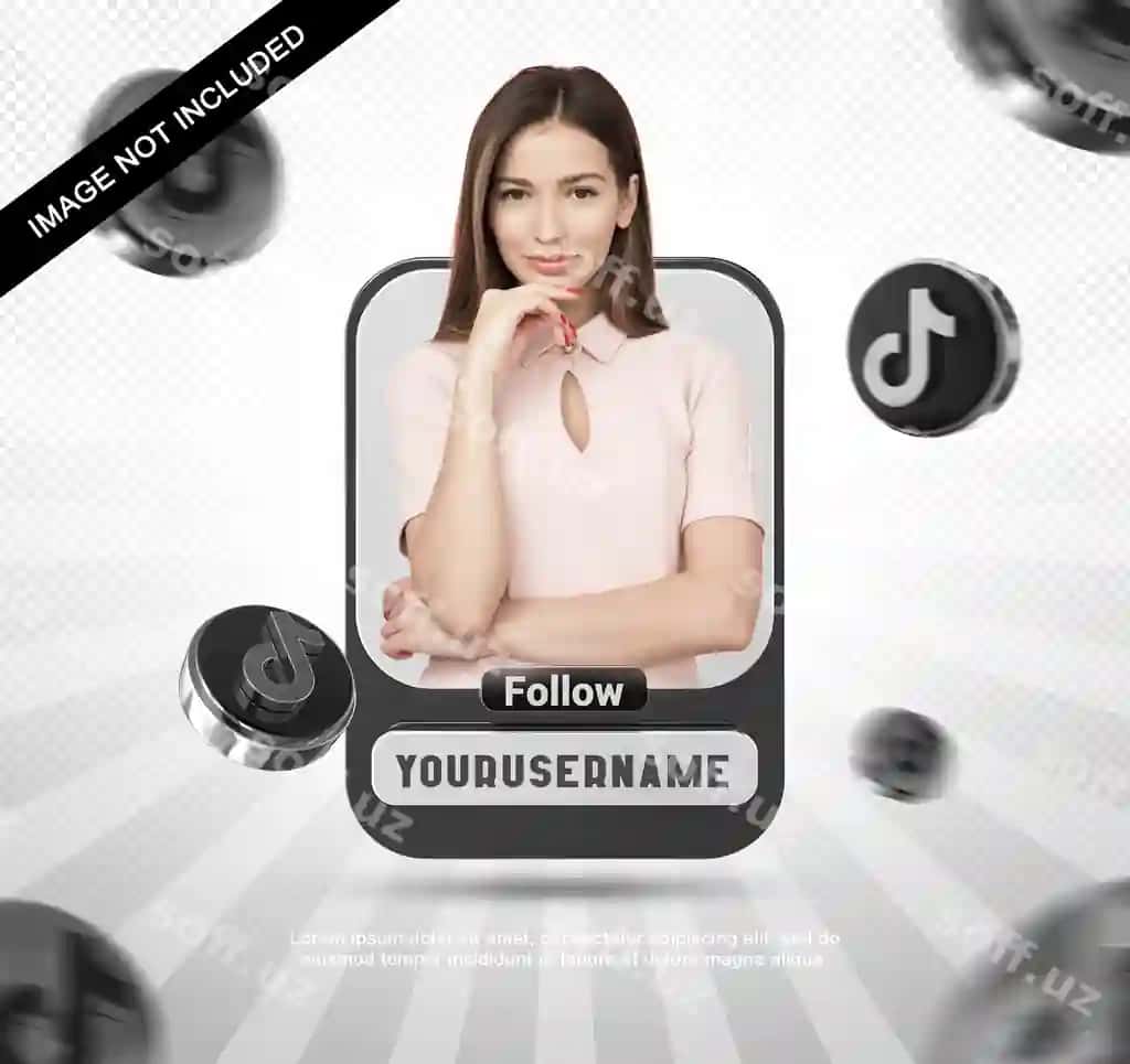 Baner ikon profil tiktok uch oʻlchovli rendering etiket ajraltirilgan | Banner icon profile tiktok 3d rendering label isolated