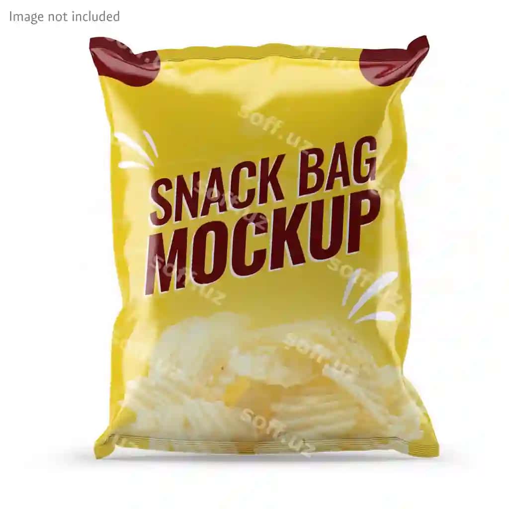 Snack po'chcha mockup kartoshka choylak paket bagi mockup | Snack pouch mockup potato chips packaging bag mockup