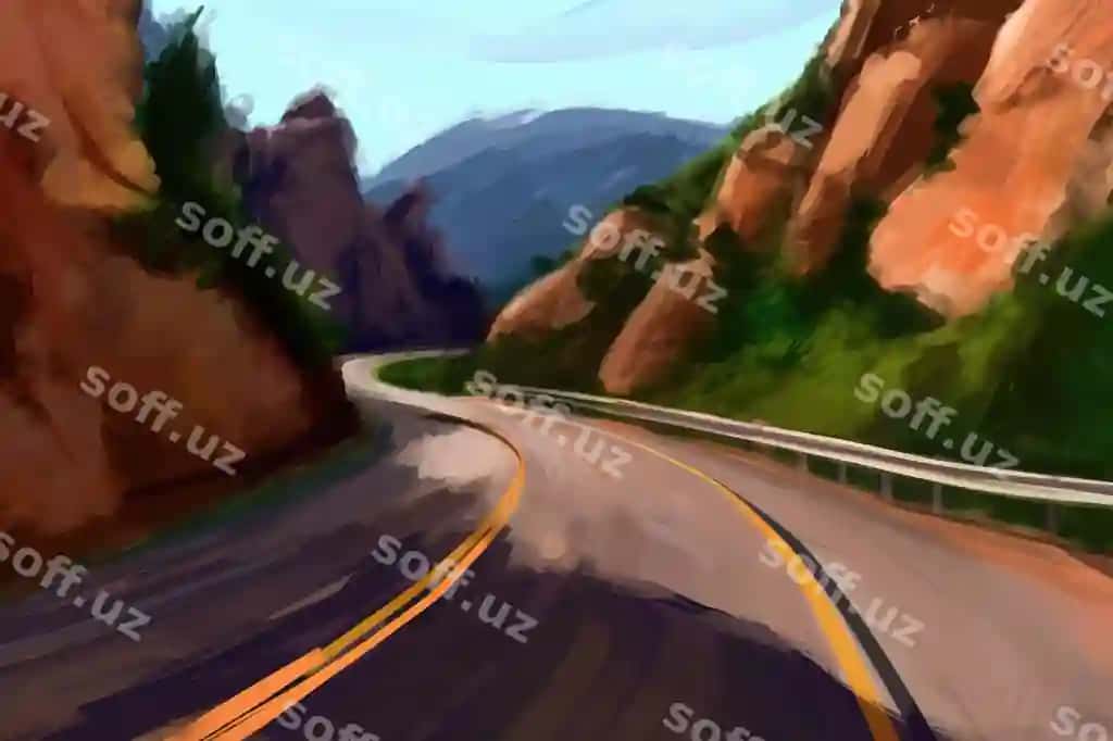 Avtomagistralni sariq chiziq bilan bo'yash, u "yo'lni to'g'ri" deb aytadi. | Painting highway with yellow stripe that says road right