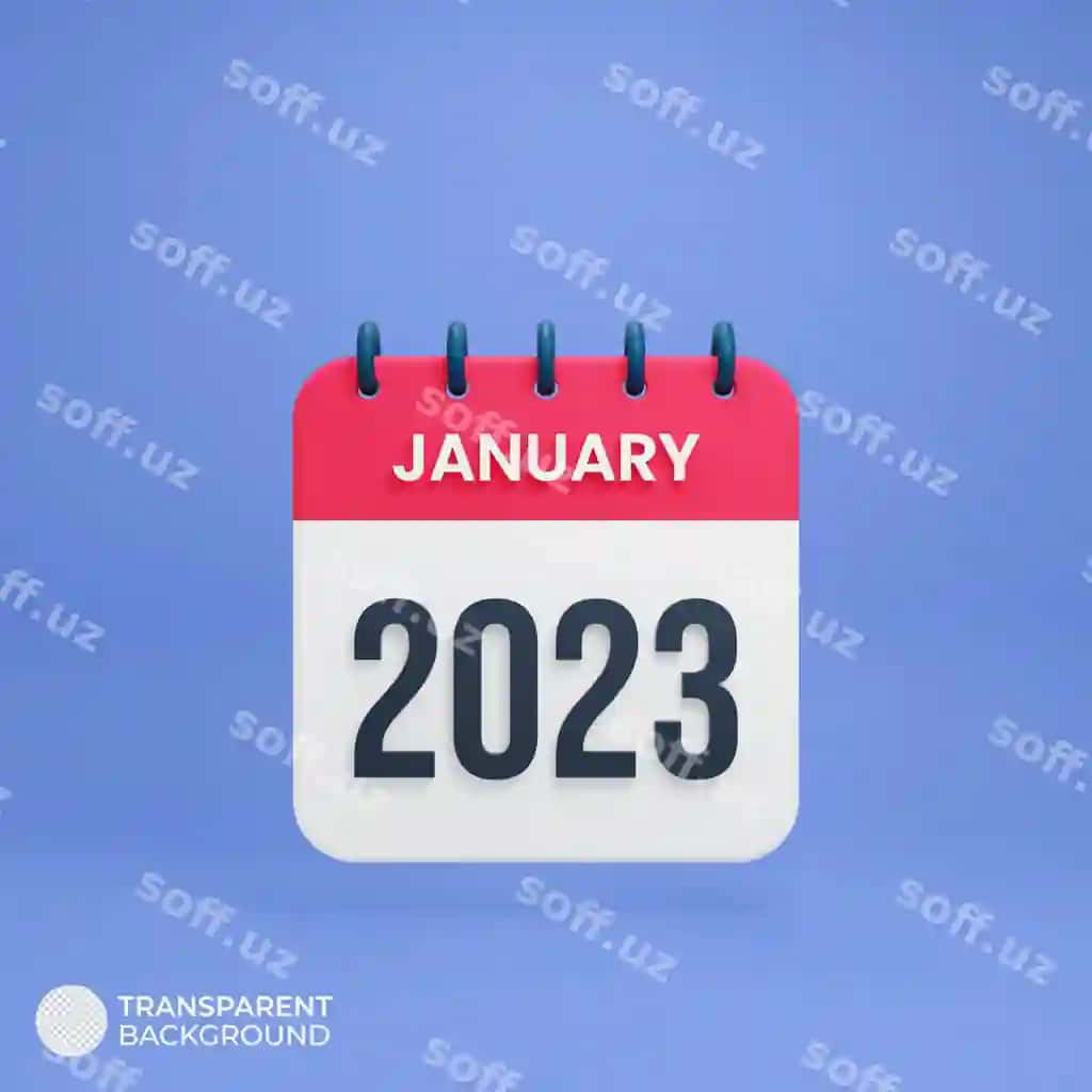 2023 yanvar kalendari 3D illustratsiyasi | 2023 january calendar rendered 3d illustration