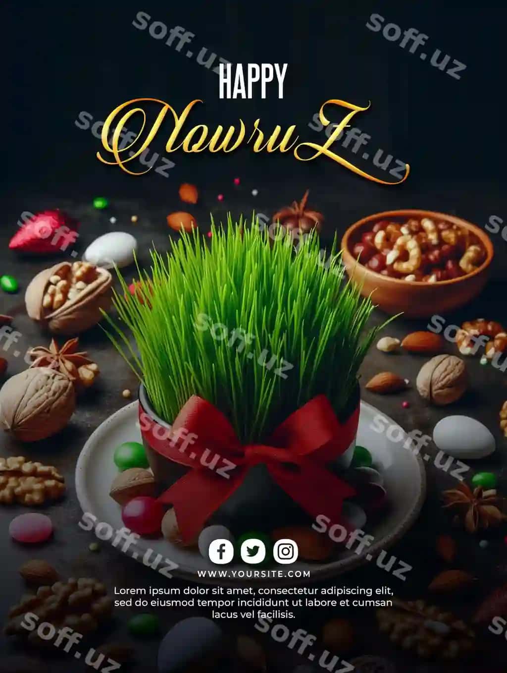 Psd baxtli Nowruz kuni Eron yangi yili banner shabloni | Psd happy nowruz day iranian new year banner template