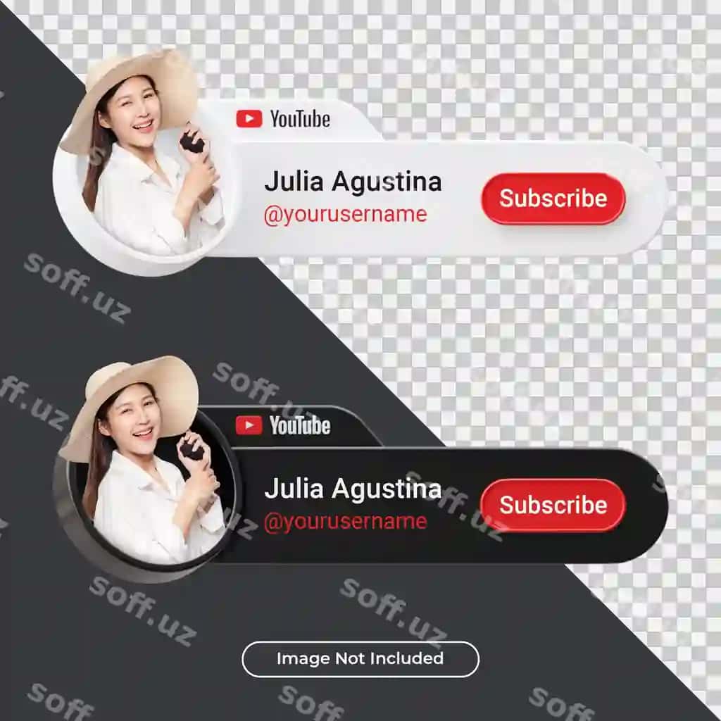 Banner ikonka profil Youtube 3D render kompositsiya ajraltirilgan | Banner icon profile youtube 3d render composition isolated