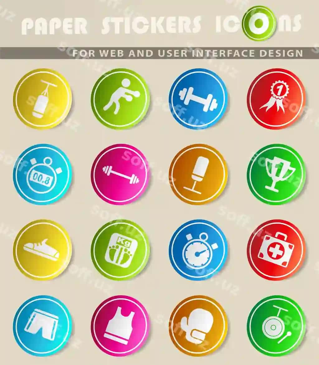 Boks vektor ikonkalar rangli qog'ozlik yopiq chiqishlar | Boxing vector icons colored paper stickers