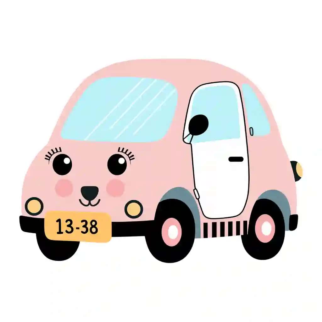 Yoqimli yuzli pushti multfilm avtomobili avtomobil clipart bolalar uchun qiziqarli bolalar rasmlari | Pink cartoon car with cute face car clipart kids fun children illustration