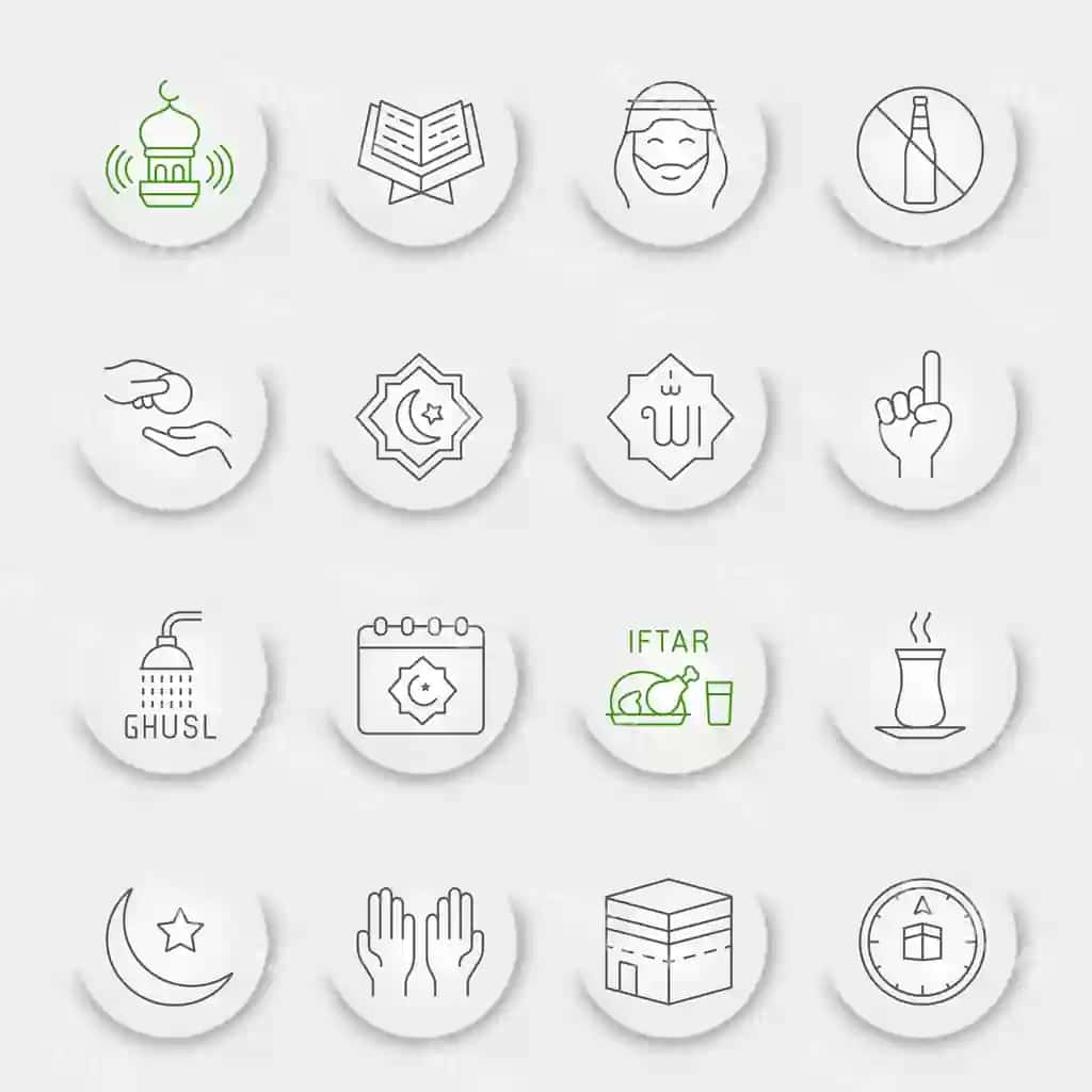 Ramazon chiziq ikon to'plami | Ramadan line icon set