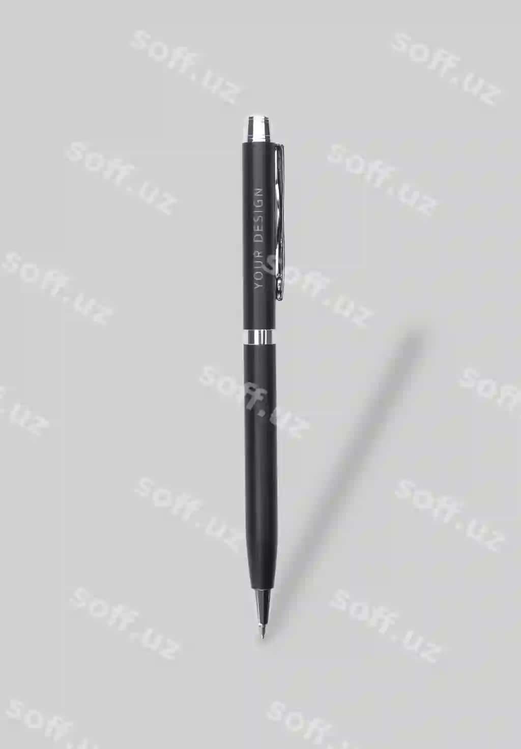 Qora metal ruchka kulrang namuna shablon sizning dizayningiz | Black metal pen grey mockup template your design