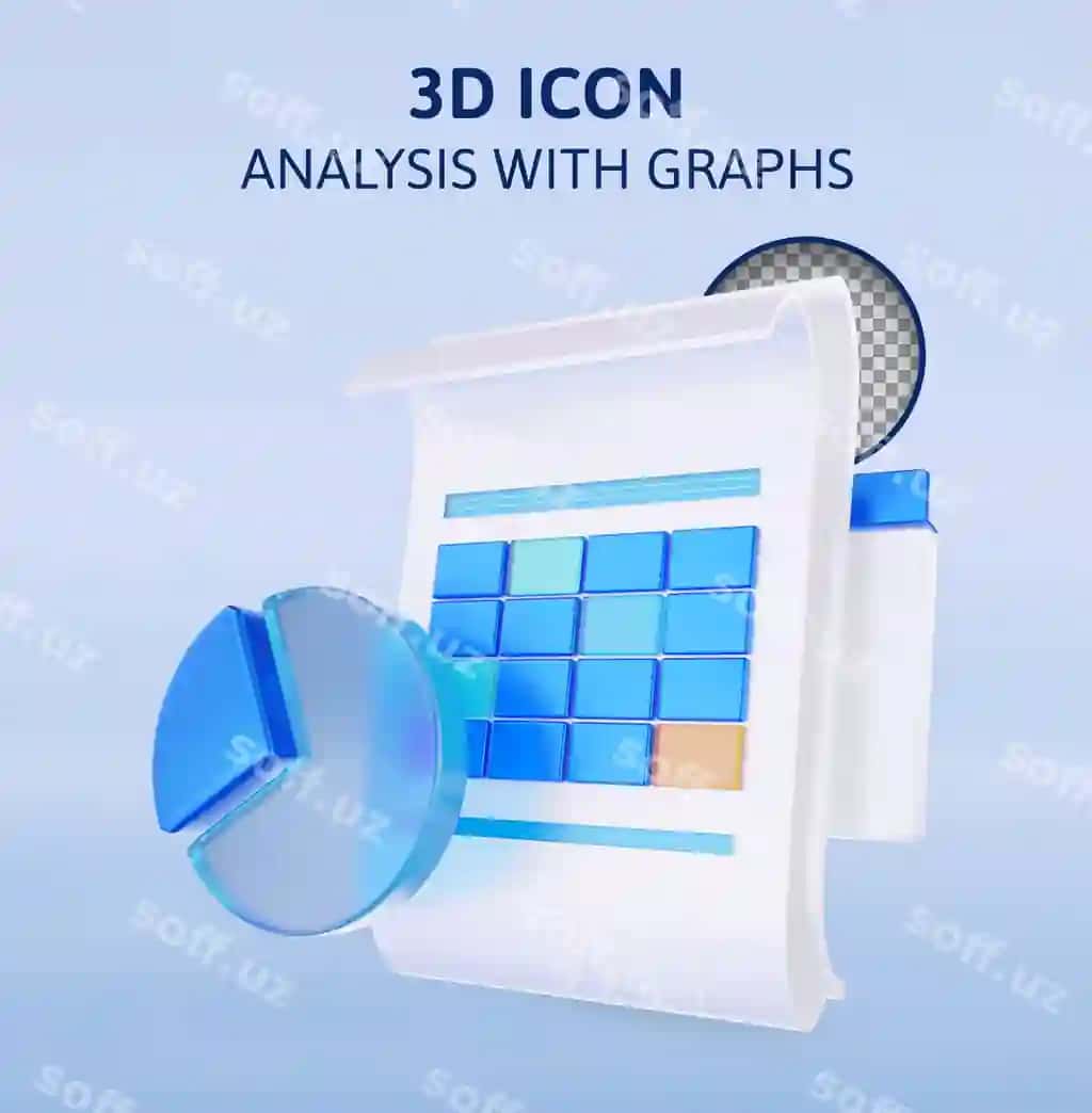 Biznes tahlili grafiklar va 3D render qilingan illustratsiyasi | Business analysis with graphs 3d rendering illustration