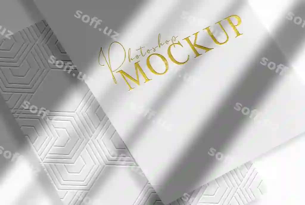 Oq murojaatlar oq shonali mockup | White papers white gold embossed mockup