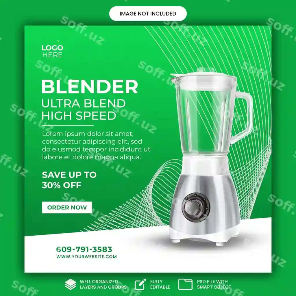 Elektr blendersi ijtimoiy tarmoqlar uchun banner shabloni | Electric blender social media banner template