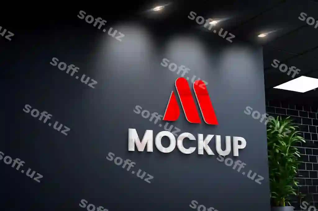 Logo mockup ofis devori 3D | Logo mockup office wall 3d