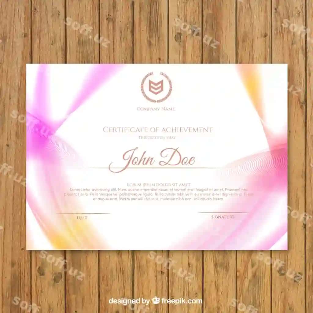 Sertifikat muvaffaqiyati toʻlqinli shakllar bilan | Certificate achievement with wavy forms