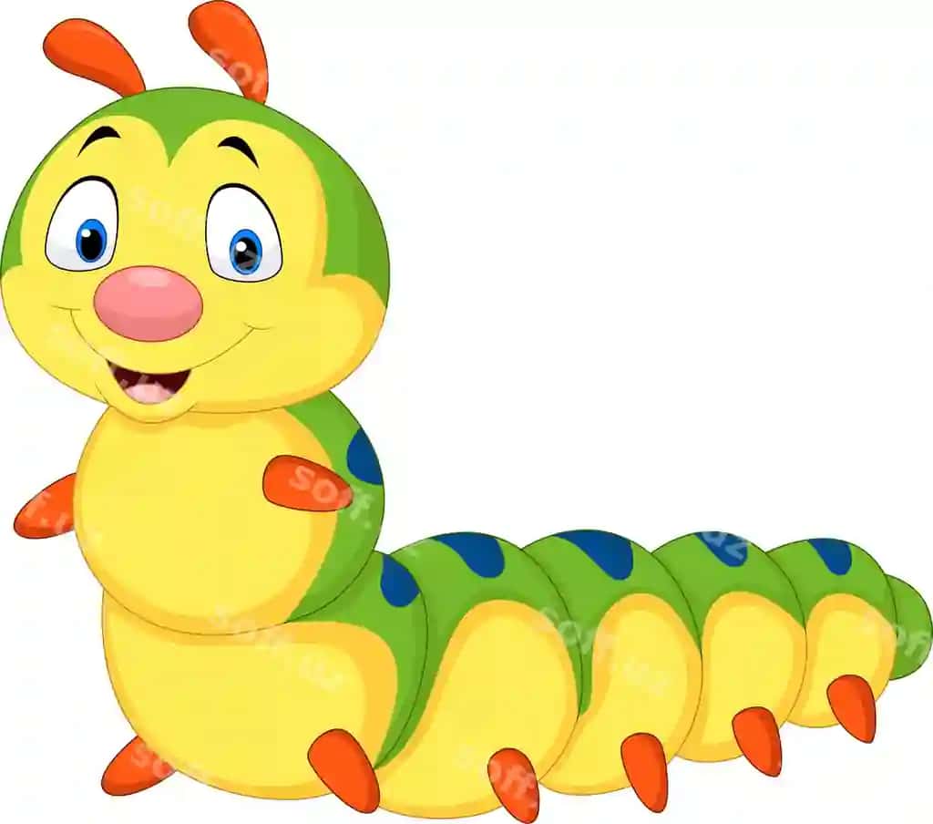 Karyakter kukumi oq fonda ajraltirilgan | Cartoon caterpillar isolated white background