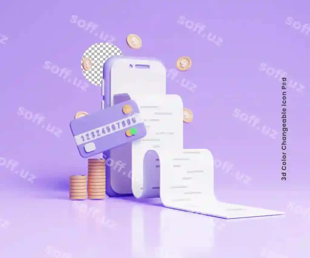 Onlayn hisob to'lovi kvitansiya konsepsiya ikonasi 3d mahsulot hisob to'lovi | Online bill payment receipt concept icon 3d product bill payment