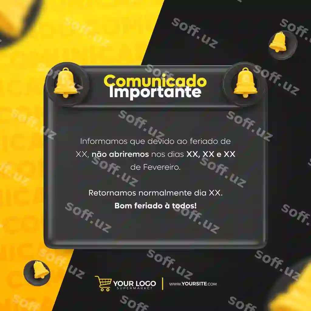 Sotsial media post shabloni e'loni Braziliya portugaliyasi | Social media post template announcement brazilian portuguese