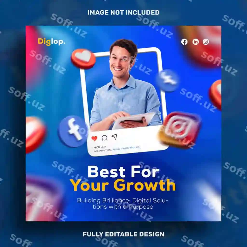 Biznes rivojlanishi ijtimoiy tarmoqlar posti dizayn shabloni | Business growth social media post design template