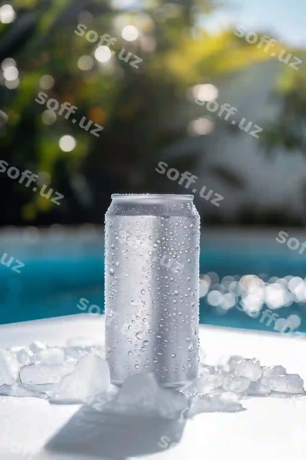Soda qutusining soyuq suv mockup'i | Soda can ice mockup