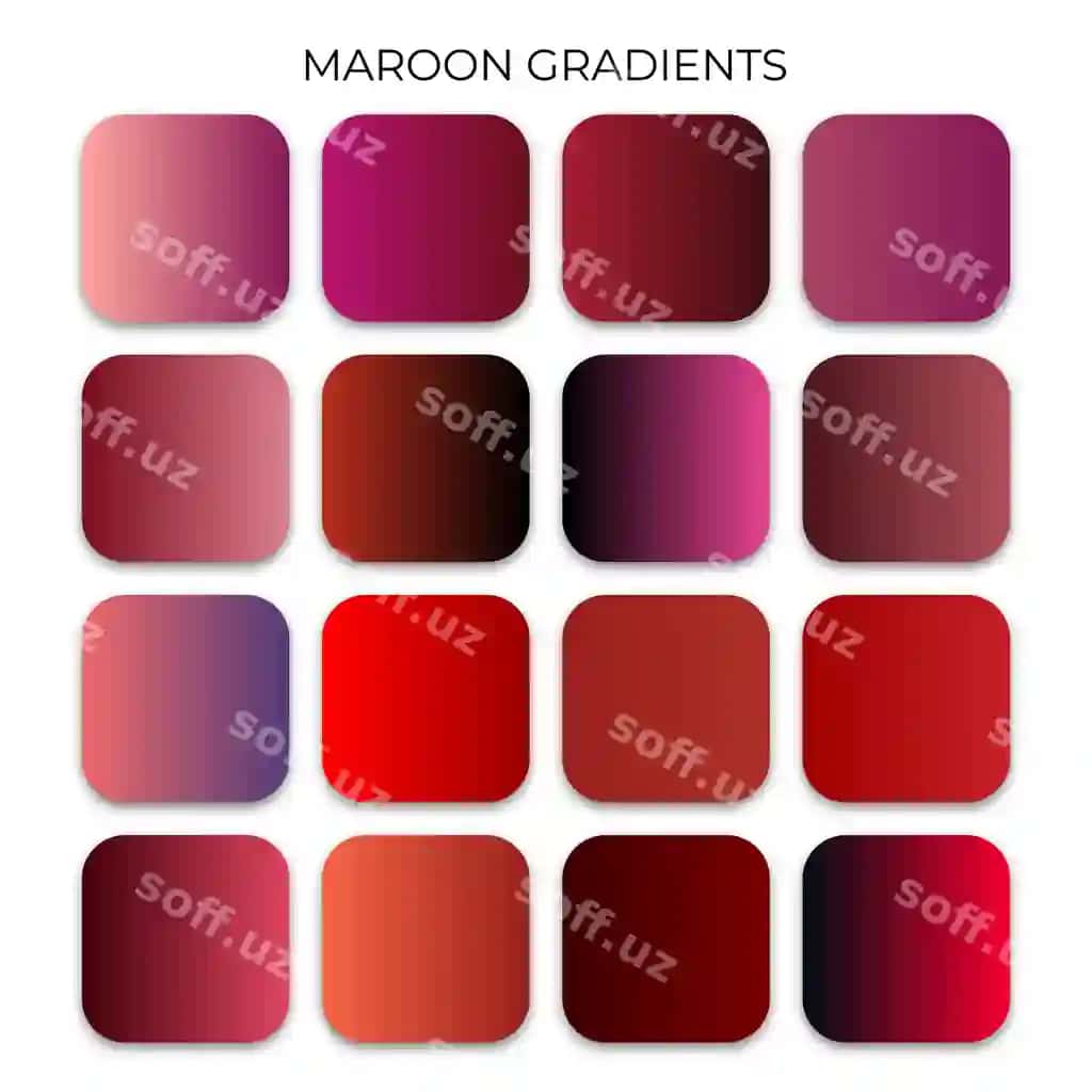 Qizil gradient ranglar paletasini o'rnatish | Set maroon gradient color palette