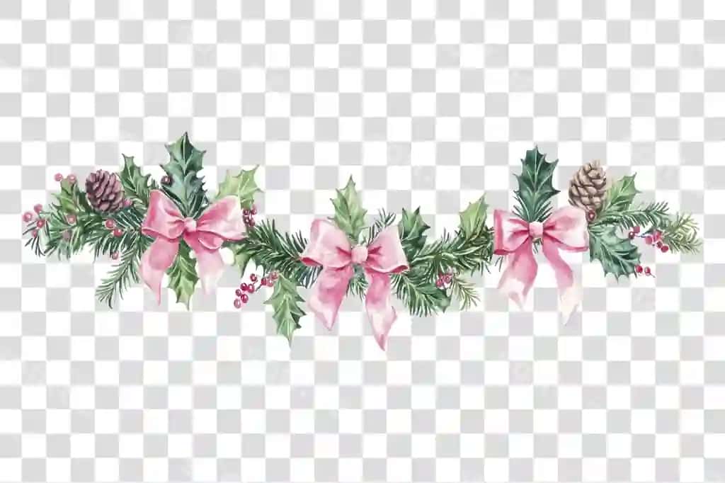Png qish gurlangan suvli rang qish barglari | Png christmas garland watercolor christmas leaves
