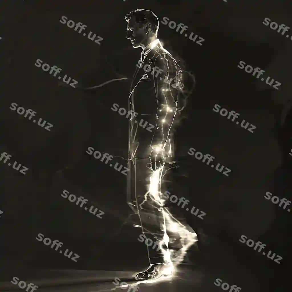 Er orqa qo'lida yorqinlik, pastda so'zlar va yorqinlik. | Man with light his back words light bottom
