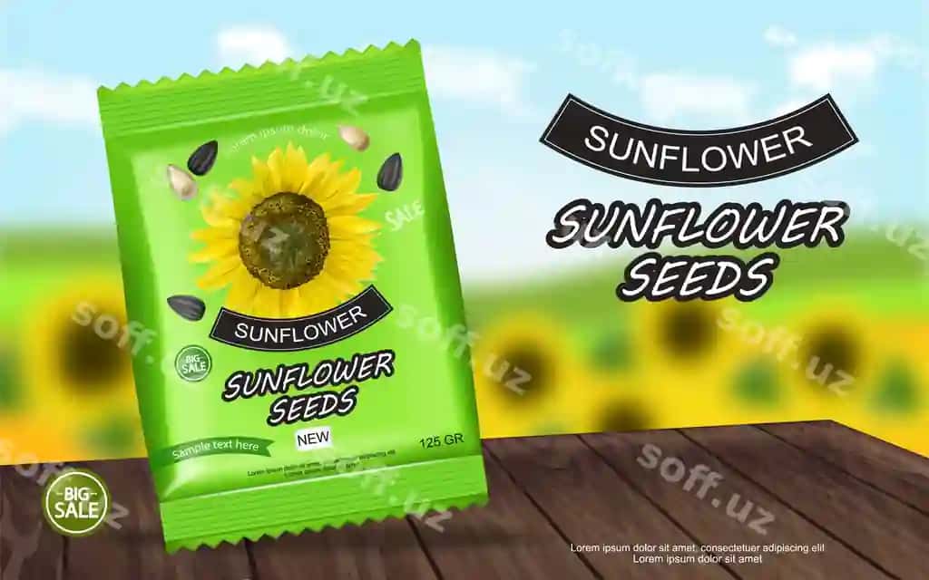Qovoq urug‘i paketi baneri | Sunflower seeds package banner