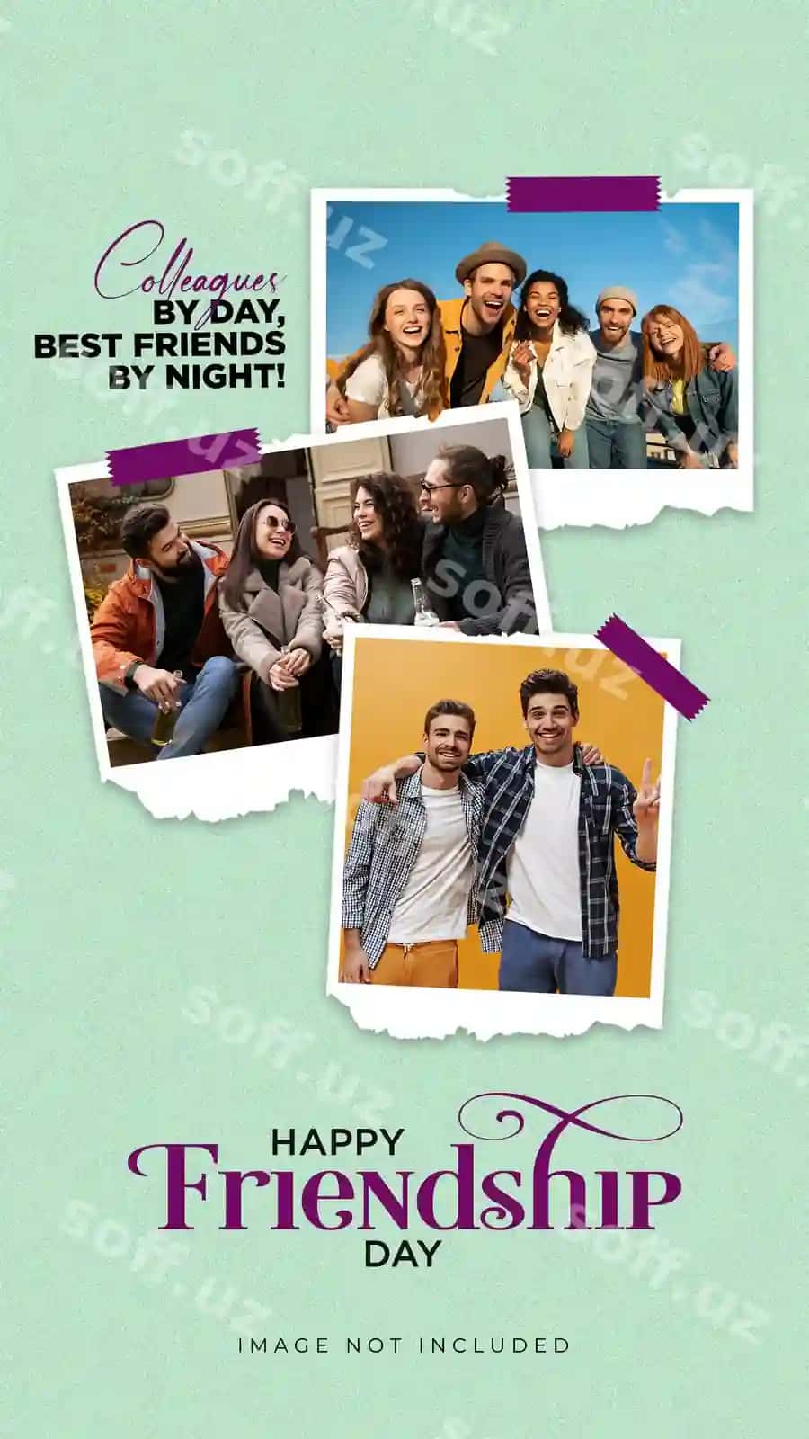 Do'stlik kuni fotosuratlar kolleji dizayn shabloni | Friendship day photo collage design template