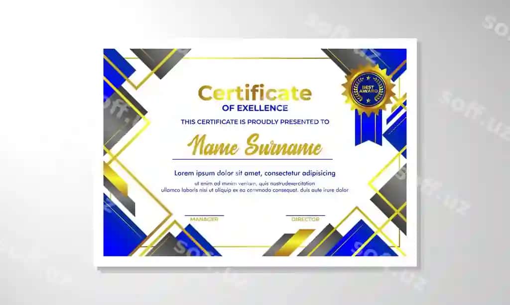 Sertifikat shabloni professional toza dizayn vektor illustratsiyasi | Certificate template with professional clean design vector illustration