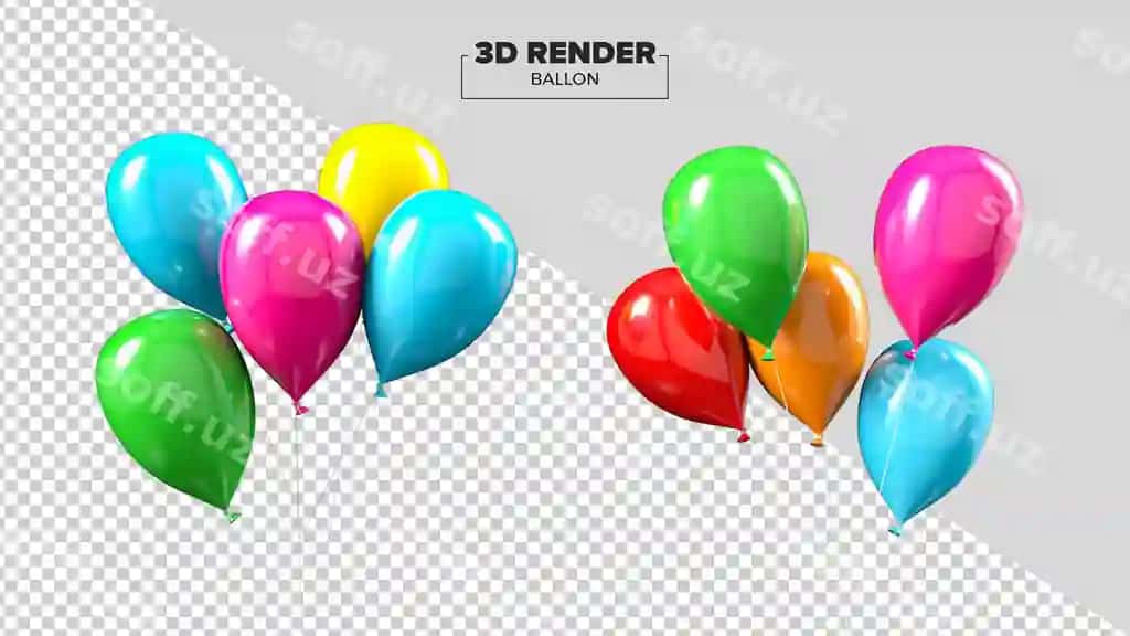 Psd to'plami rangli sharqillar 3d render ajraltirilgan shaffof | Psd collection colorful balloons 3d render isolated transparent