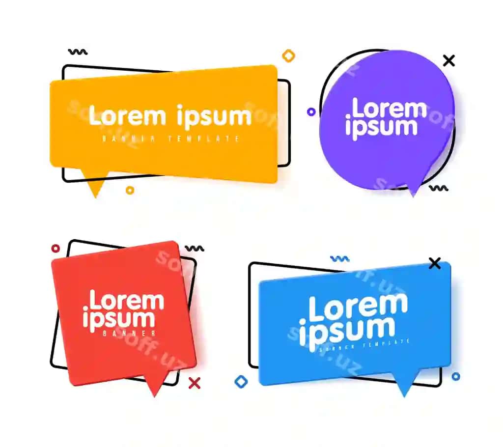 3d so'z quti shakli vektor chat qutisi baner stiker teg badge | 3d speech bubble shape vector chat box banner sticker tag badge